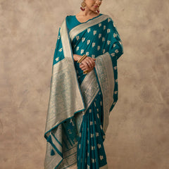Zari Banarsi Silk Deep Teal Saree