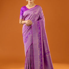 Flora Zari Lilac Purple Saree