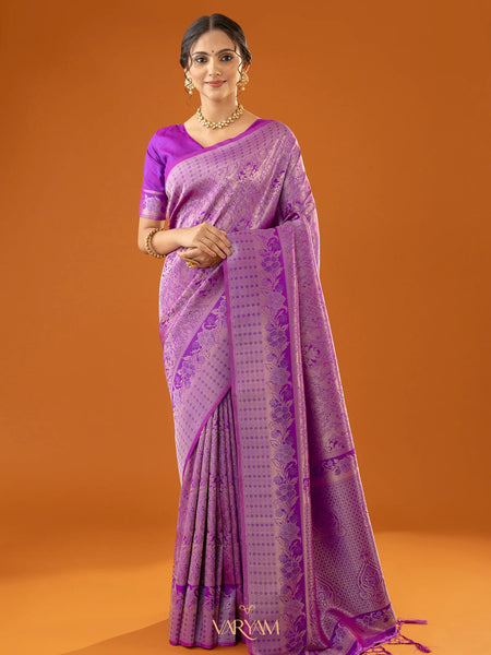 Flora Zari Lilac Purple Saree