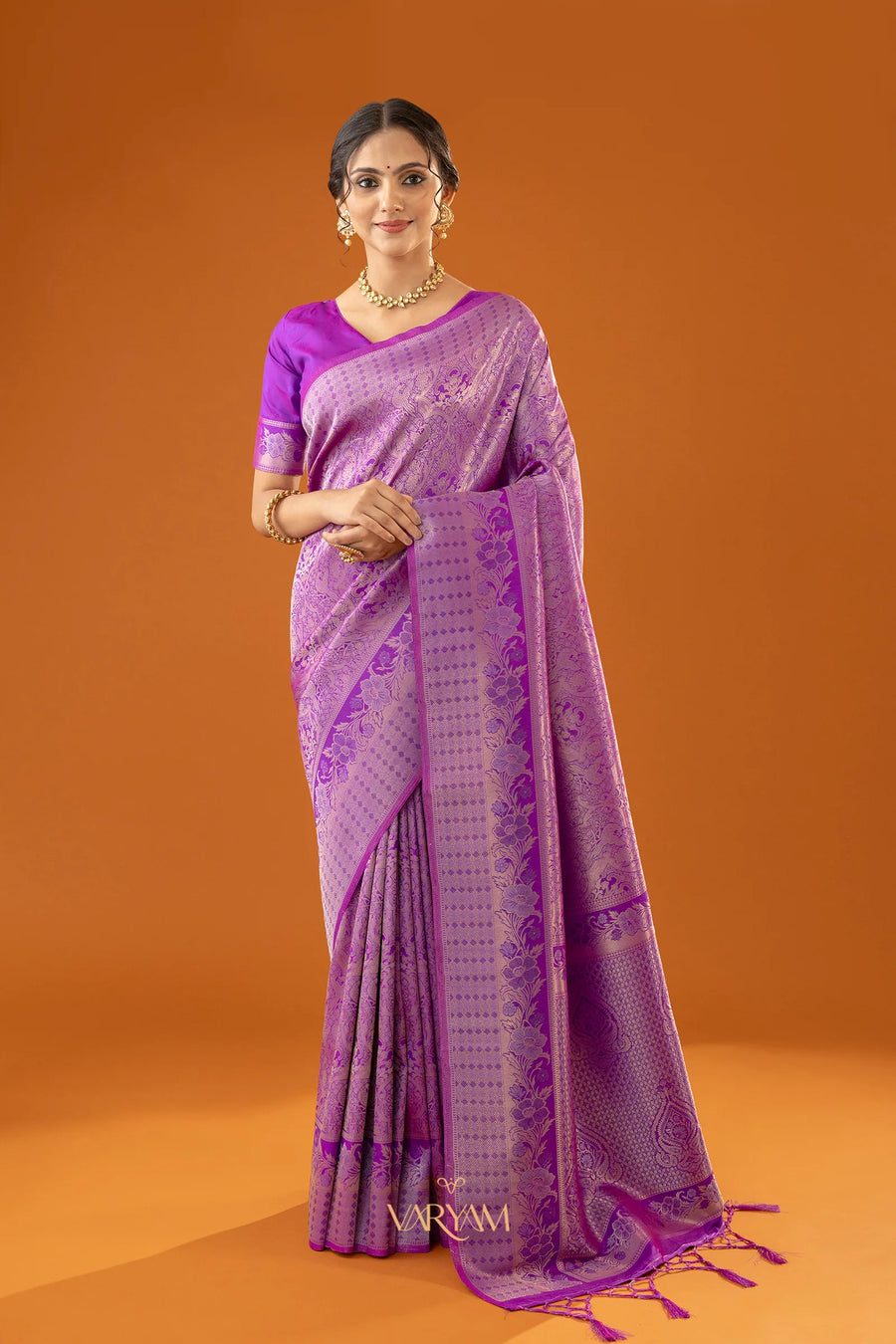 Flora Zari Lilac Purple Saree