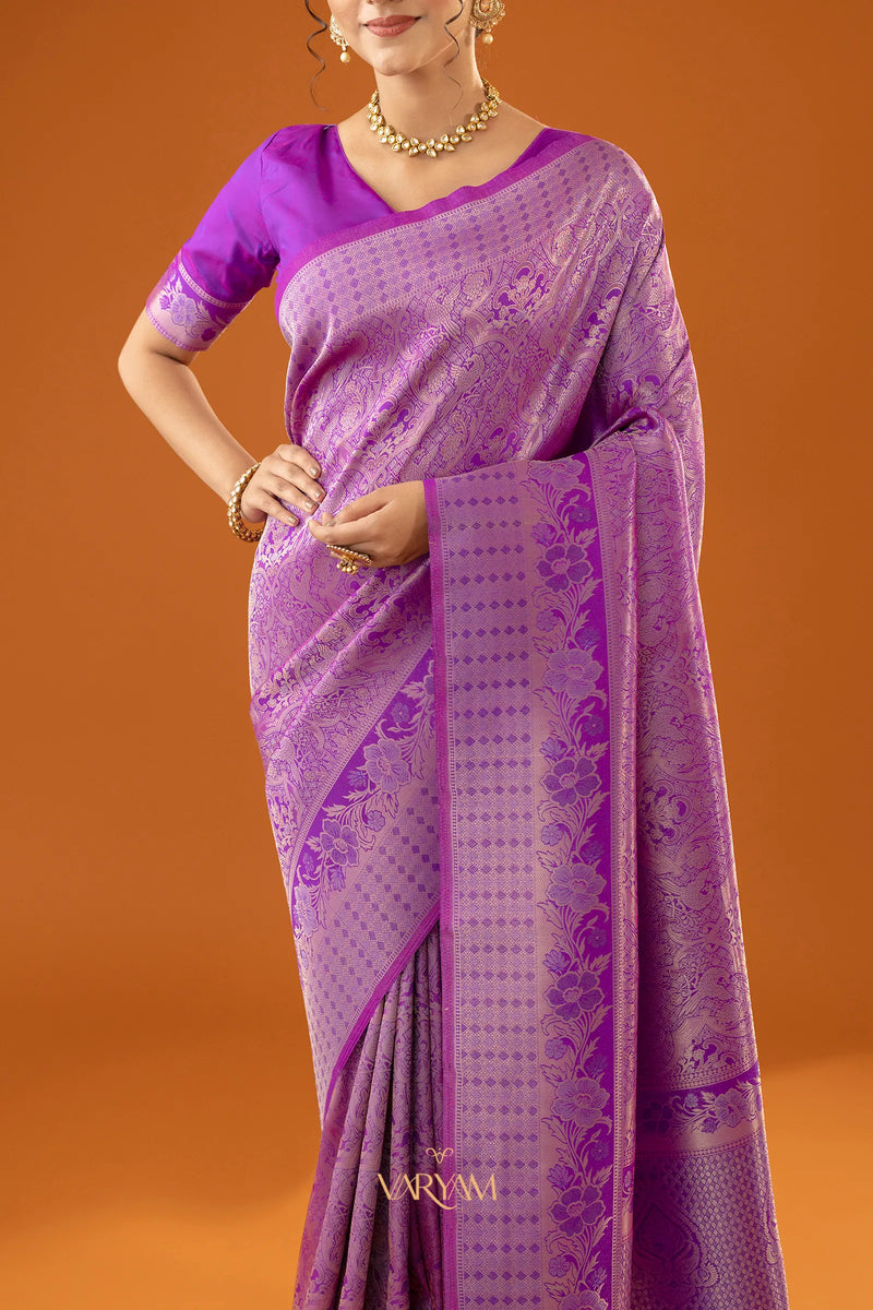 Flora Zari Lilac Purple Saree