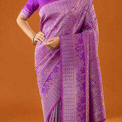 Flora Zari Lilac Purple Saree