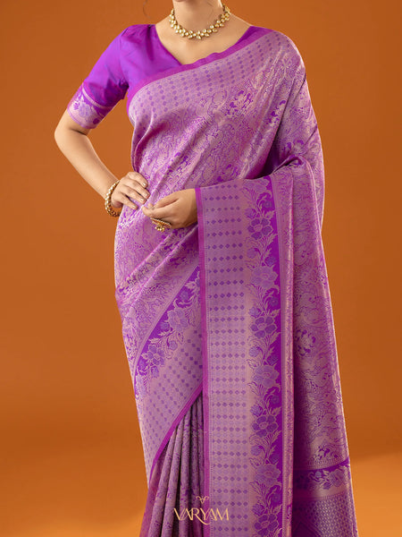 Flora Zari Lilac Purple Saree