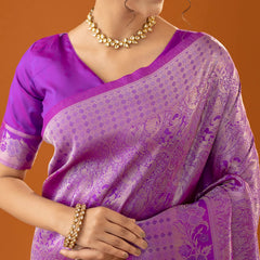 Flora Zari Lilac Purple Saree
