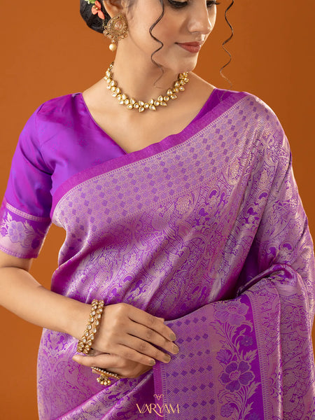 Flora Zari Lilac Purple Saree