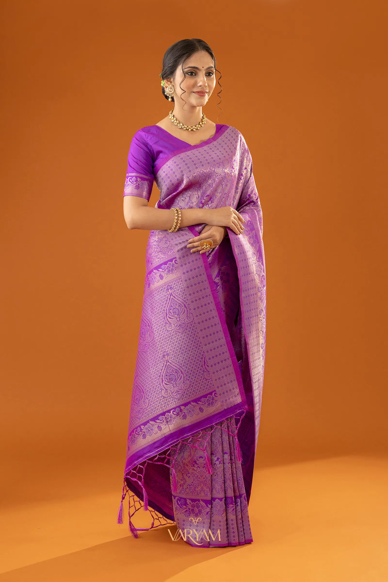Flora Zari Lilac Purple Saree