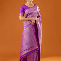 Flora Zari Lilac Purple Saree