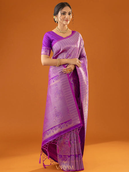 Flora Zari Lilac Purple Saree