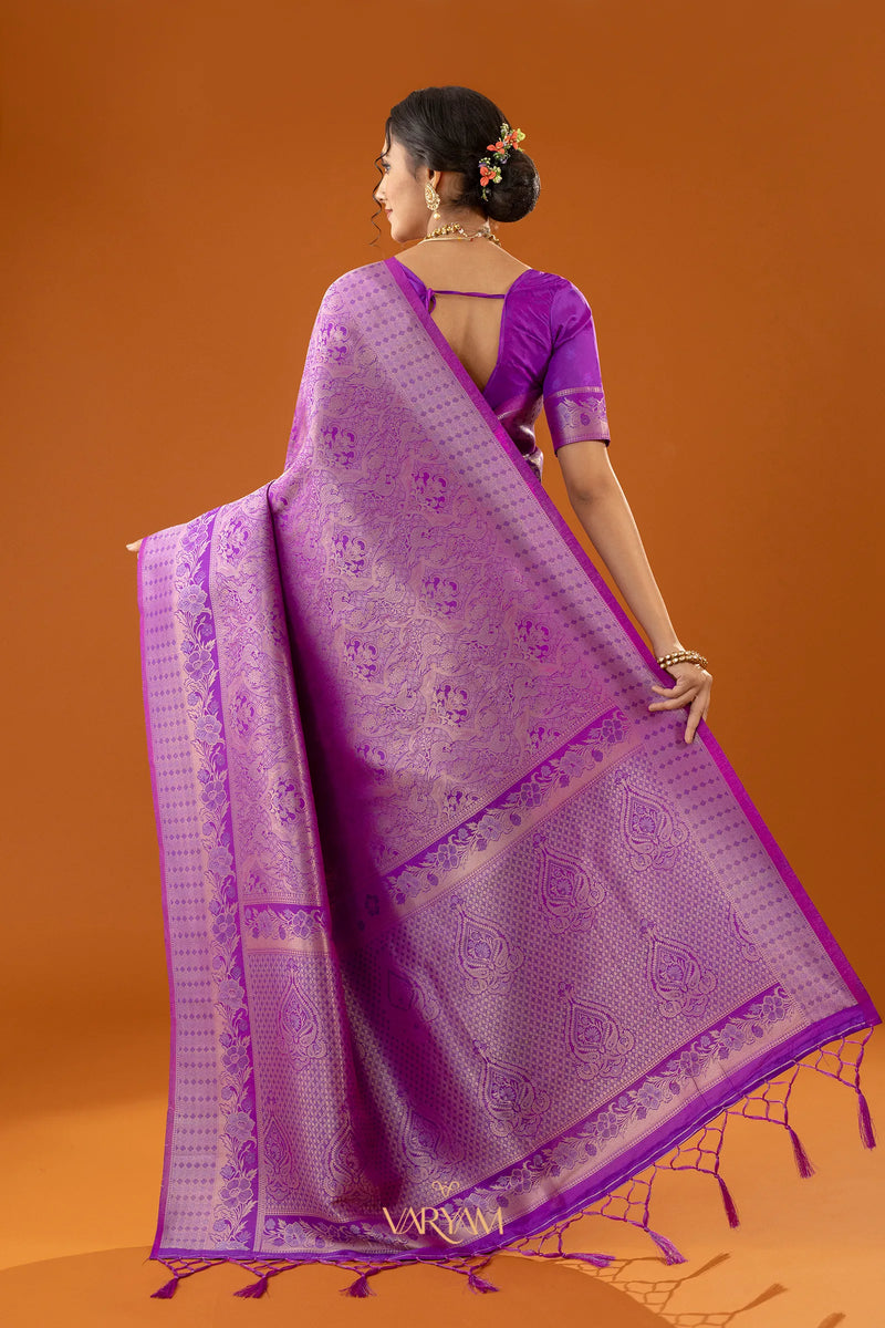 Flora Zari Lilac Purple Saree