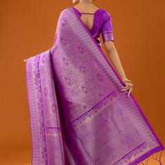 Flora Zari Lilac Purple Saree