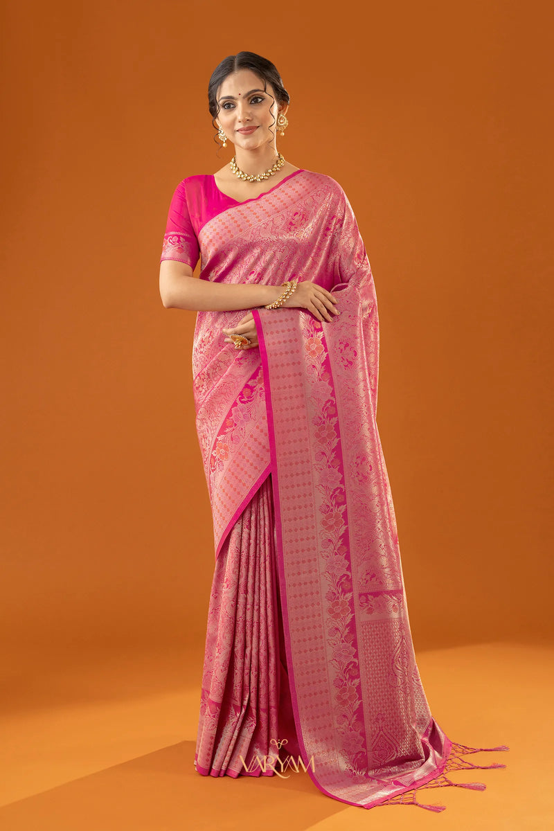 Flora Zari Pink Saree