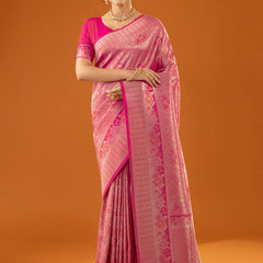 Flora Zari Pink Saree