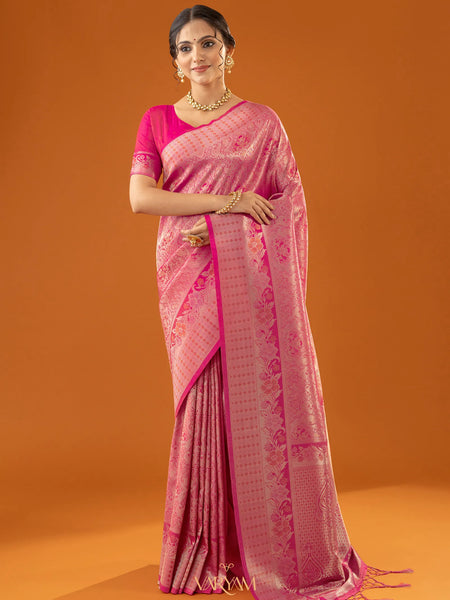 Flora Zari Pink Saree
