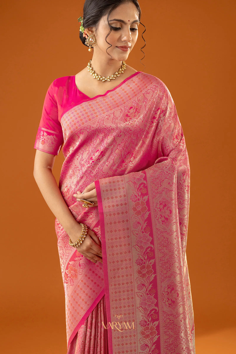 Flora Zari Pink Saree