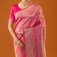 Flora Zari Pink Saree