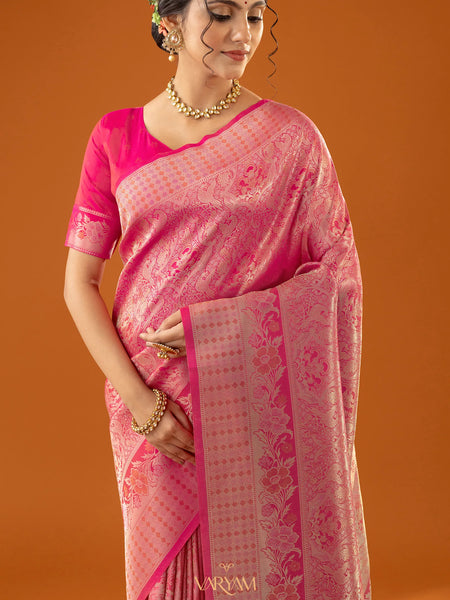 Flora Zari Pink Saree