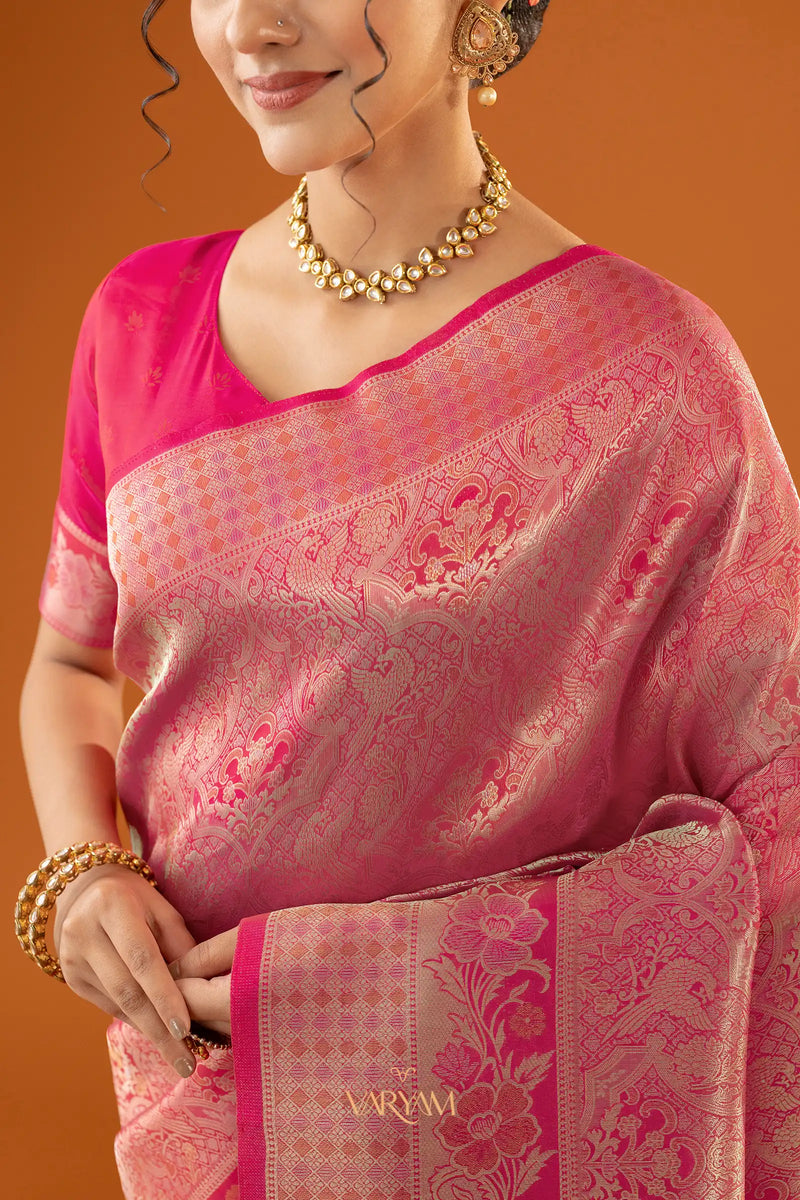 Flora Zari Pink Saree