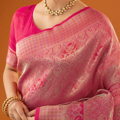 Flora Zari Pink Saree