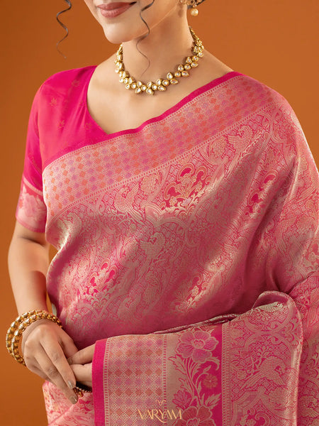 Flora Zari Pink Saree