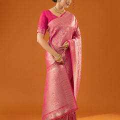 Flora Zari Pink Saree