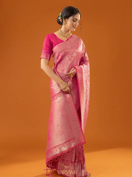 Flora Zari Pink Saree