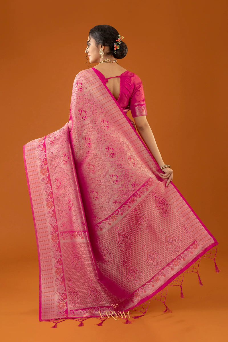 Flora Zari Pink Saree