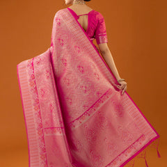 Flora Zari Pink Saree