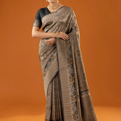Flora Zari Black Gold Saree