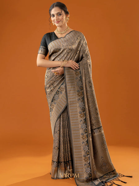 Flora Zari Black Gold Saree