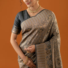 Flora Zari Black Gold Saree