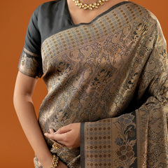 Flora Zari Black Gold Saree