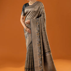 Flora Zari Black Gold Saree