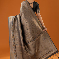 Flora Zari Black Gold Saree