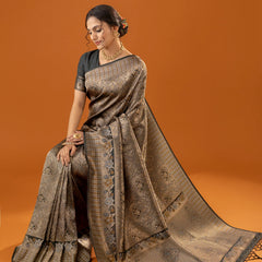 Flora Zari Black Gold Saree