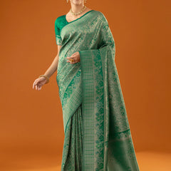 Flora Zari Green Saree
