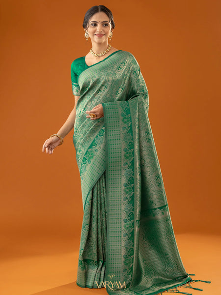 Flora Zari Green Saree