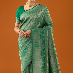 Flora Zari Green Saree