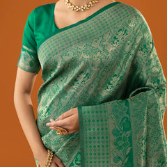Flora Zari Green Saree