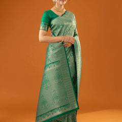 Flora Zari Green Saree