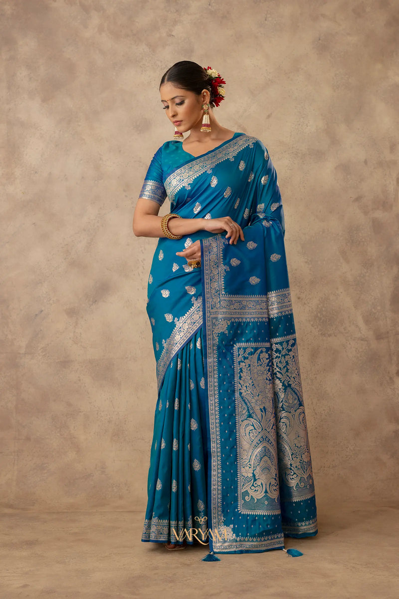 Zari Royale Blue Saree