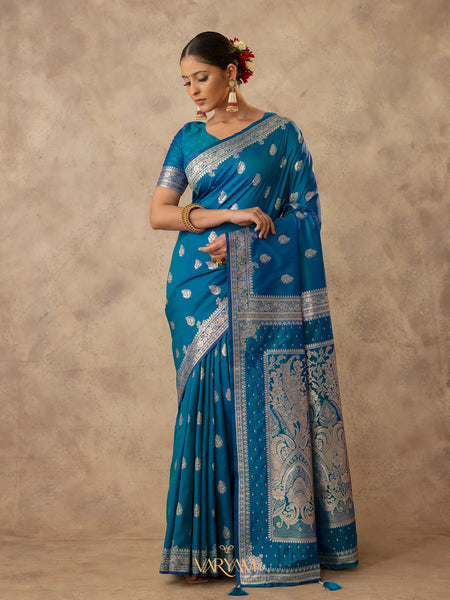 Zari Royale Blue Saree