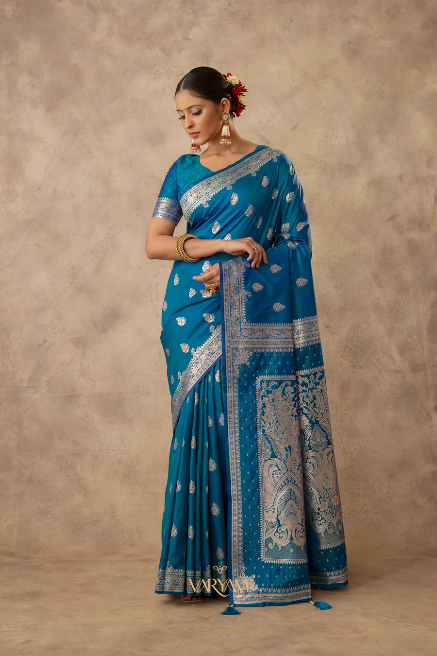 Zari Royale Blue Saree