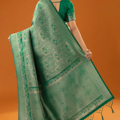 Flora Zari Green Saree
