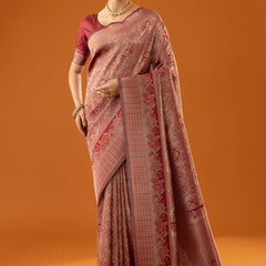Flora Zari Red Saree
