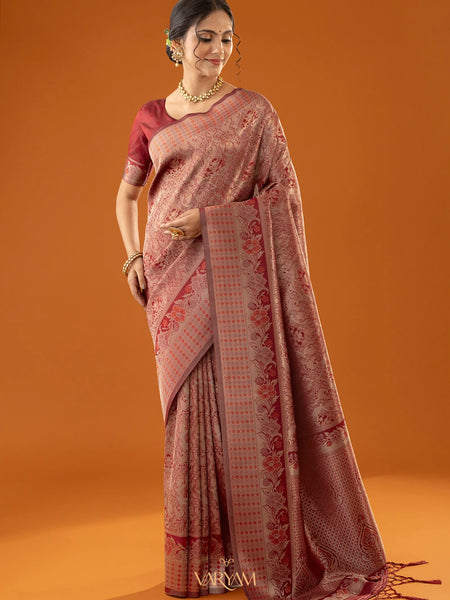 Flora Zari Red Saree