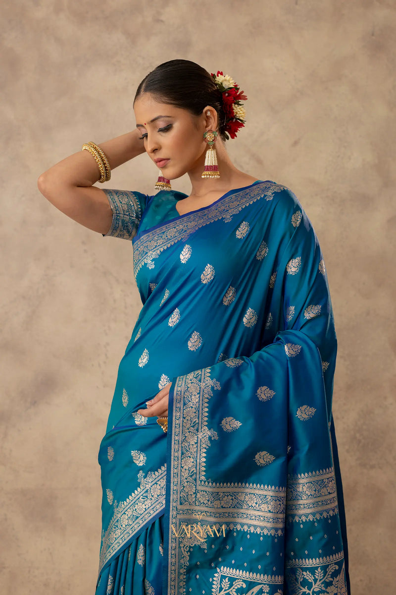 Zari Royale Blue Saree