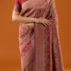 Flora Zari Red Saree