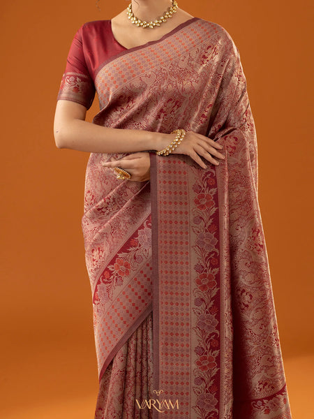 Flora Zari Red Saree