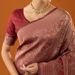 Flora Zari Red Saree