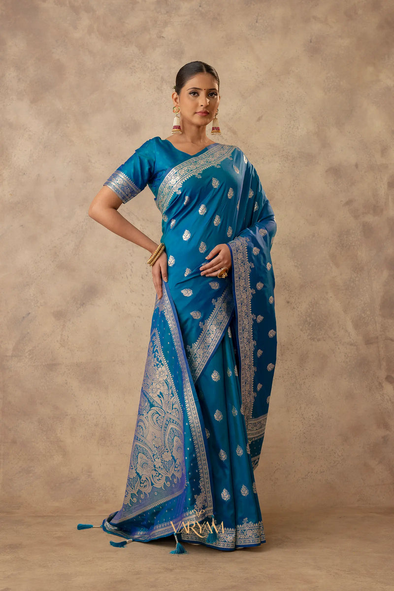 Zari Royale Blue Saree